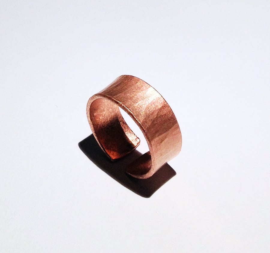 Textured Copper Open Ring (UK P - Q size) - UK Free Post