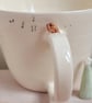 Handmade Ceramic Robin Cup with Birdprints and Musical Notes Made TO ORDER Mug - Image 4