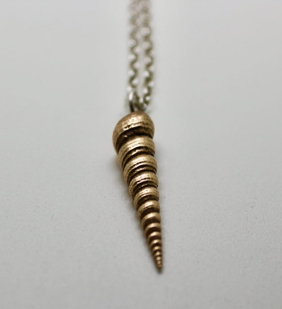 Bronze Long Shell Pendant Necklace for your 8th wedding anniversary