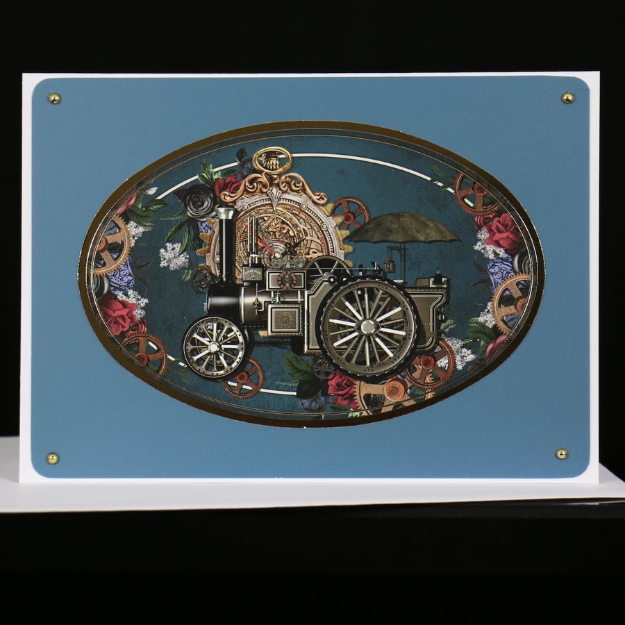 Steam Train Steam Punk greeting card