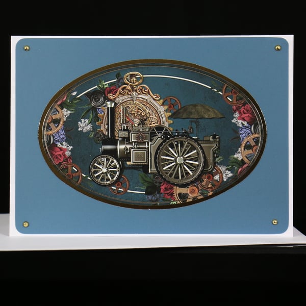 Steam Train Steam Punk greeting card