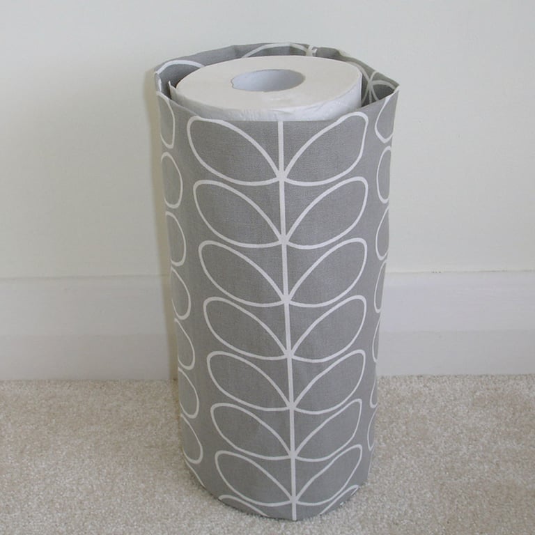 Toilet Roll Holder 3 Loo Roll Storage Basket Light Silver Grey Stem Leaves