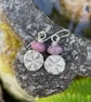 Sterling silver and lepidolite Flower earrings
