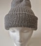 Grey Knitted Wool Beanie Hat Unisex