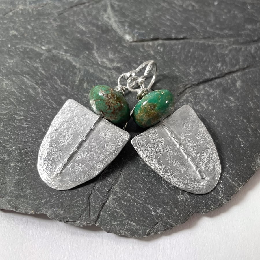 silver and earthy turquoise Tribe earrings