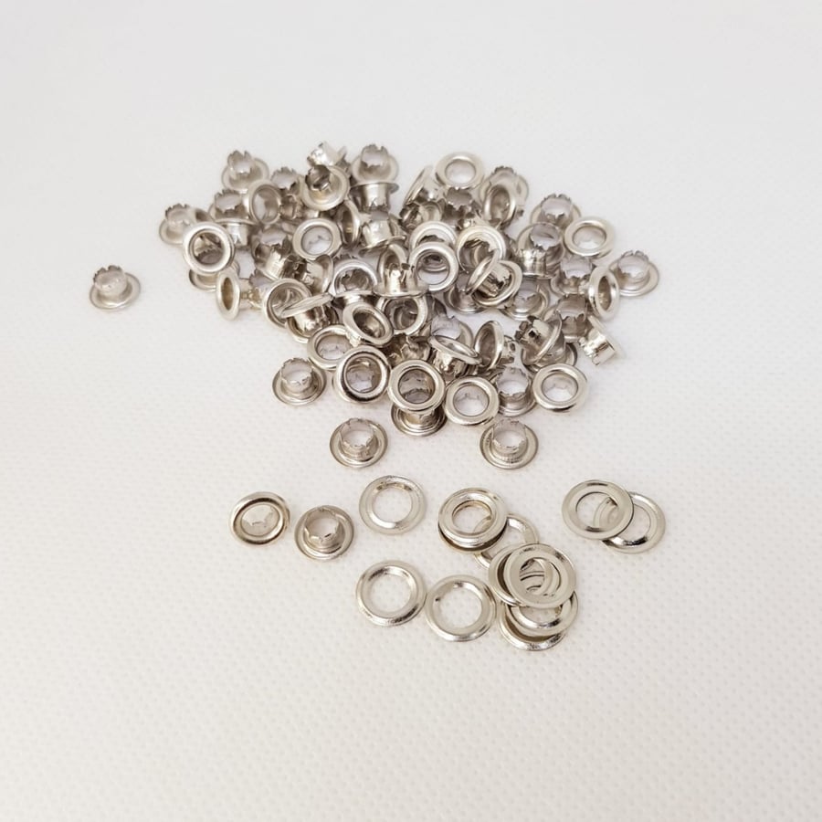 33 Pcs 5 mm Silver Grommets Eyelets WITH Washer for Leather Bags Bookmark