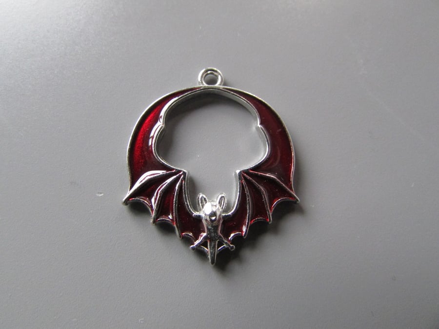 Silver and Red Bat Tibetan Jewellery Charm
