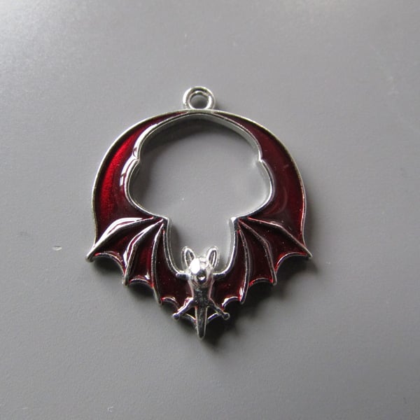 Silver and Red Bat Tibetan Jewellery Charm