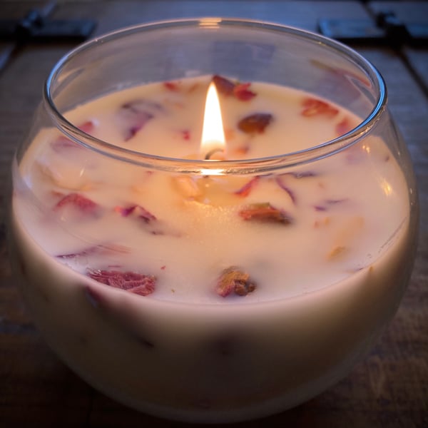 Rose Scented 100% Organic Soy Wax Bowl Candle