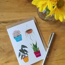 Houseplants Greeting Card - Blank - Pack of 4