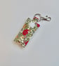 Key ring lip balm holder in colourful floral fabric keyring 