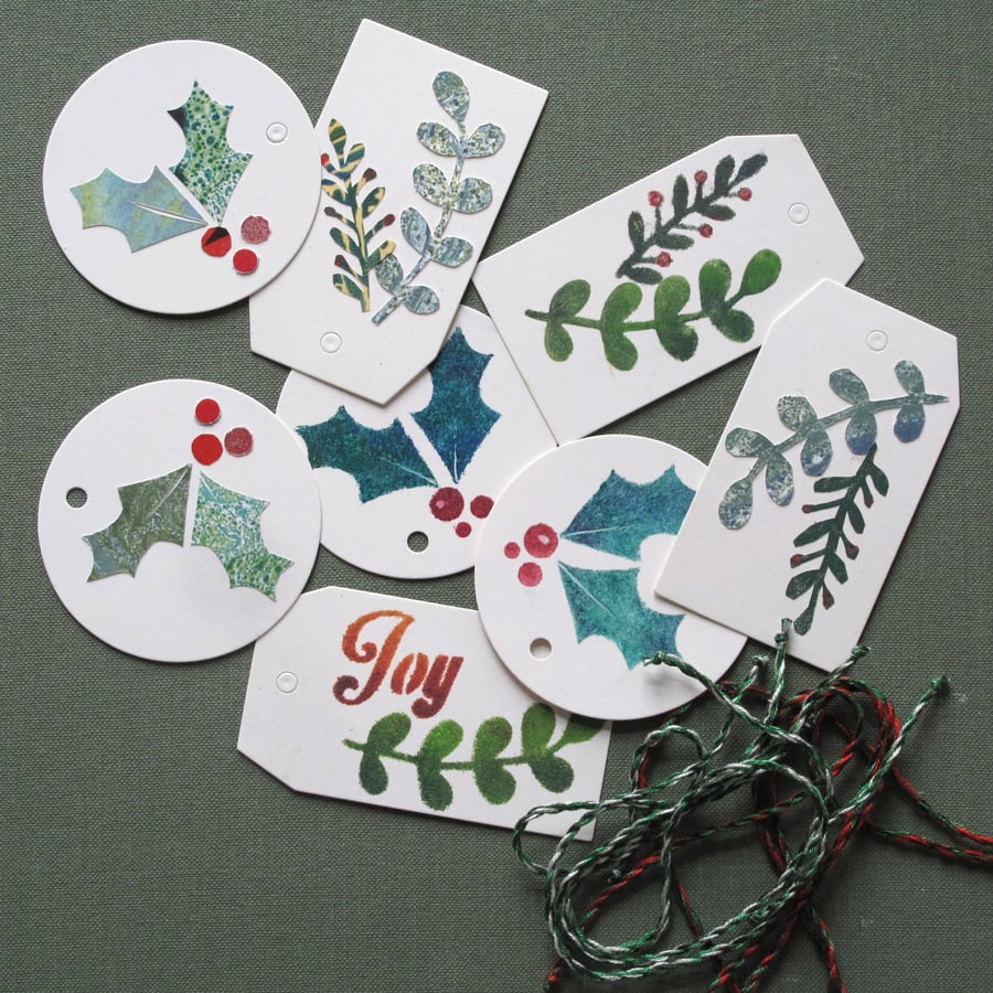 8 Handmade Christmas Gift Tags with Hand Twisted Ties