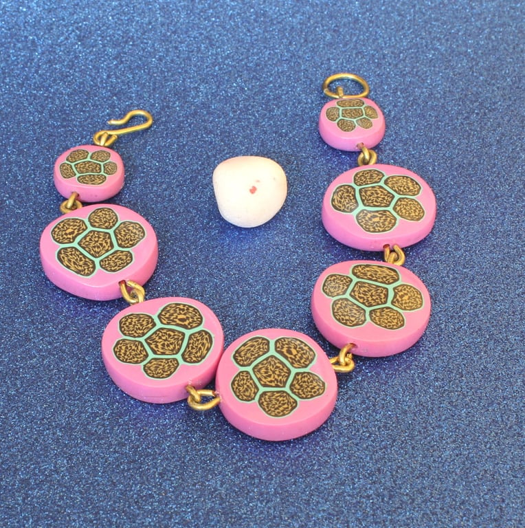 Bright Flowers Designer Bracelet - Summertime Polymer Clay Wear
