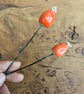 Ceramic Rosehips Flowers, Wired for Arranging, Two stems (four berries) in Red  - Image 4