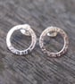 Sterling Silver Textured Ring Stud Earrings; Handmade Studs
