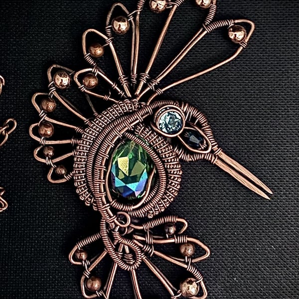 Hummingbird Pendant with crystal feature