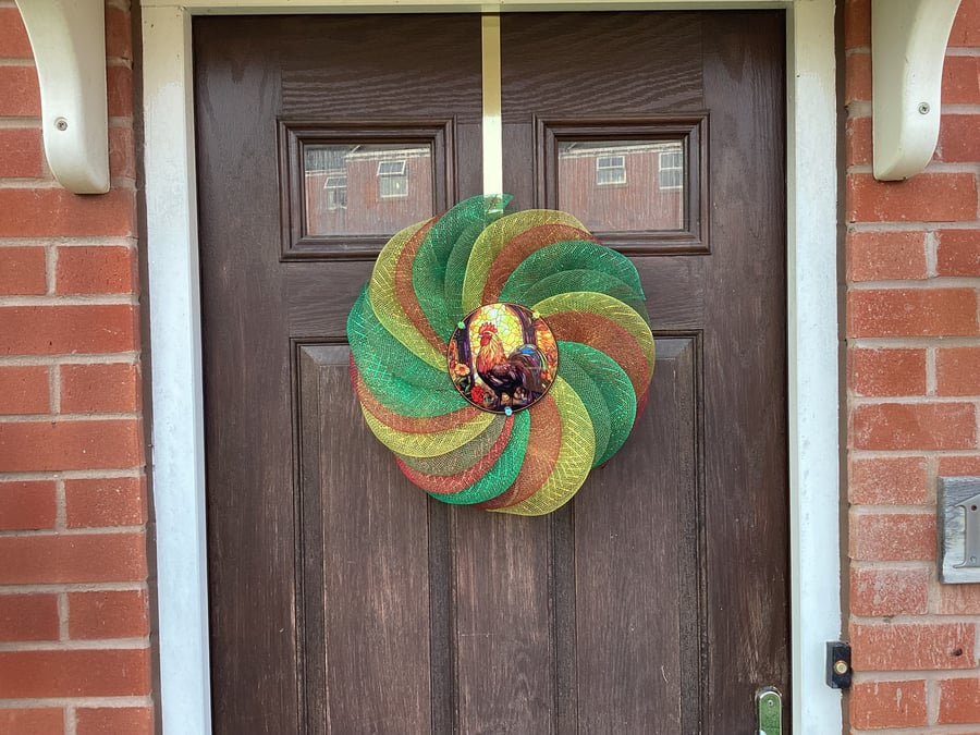 Cockerel door wreath 