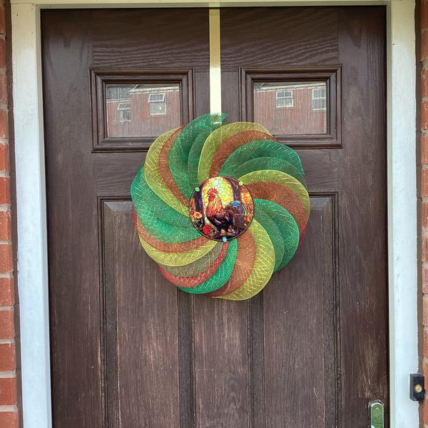 Cockerel door wreath 