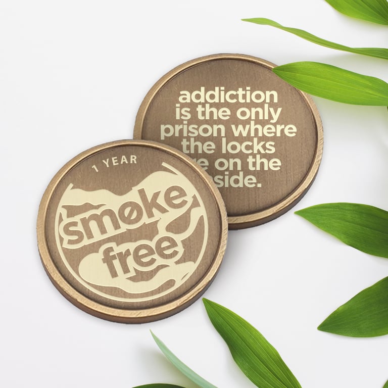 Smoke Free Milestone Coin with Quote 05 Personalised Quit Smoking Token Gift