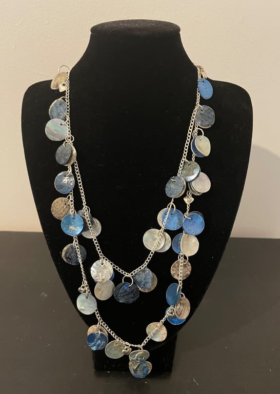 'Perla' Blue & Natural Shell Necklace