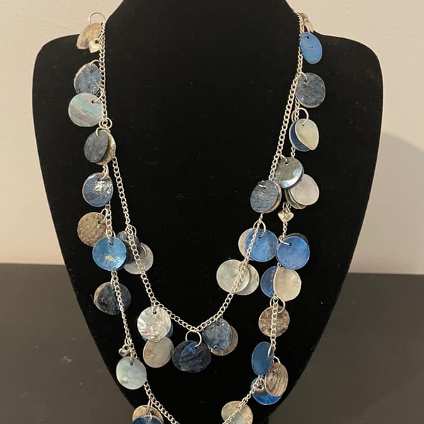 'Perla' Blue & Natural Shell Necklace
