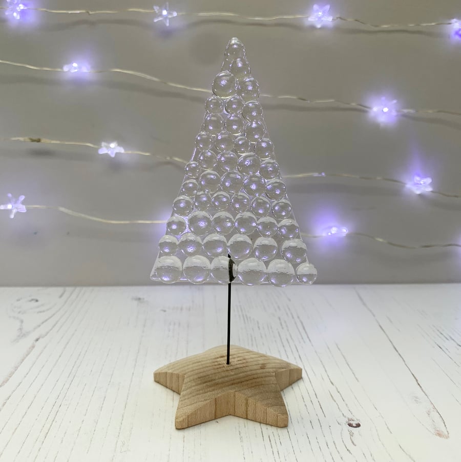Fused Glass Clear Bobbly Christmas Tree