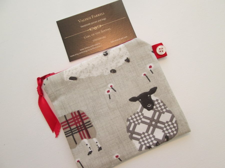 SALE Red Sheep  Coin Purse