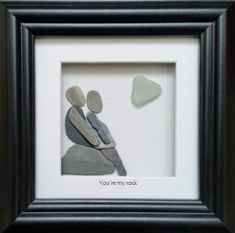 Valentine's Day Pebble Art Picture 'You're My Rock'