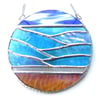 Sea Ring Suncatcher Stained Glass Handmade Beach Seaside Waves 003