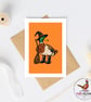 Halloween Witch Duck Card – Hand Drawn Mallard in Wellies – Funny A6 Card