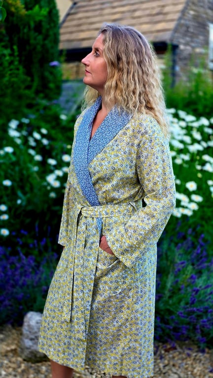 Handmade Liberty Fabric Dressing Gown – Authentic Tana Lawn Luxury Robe 