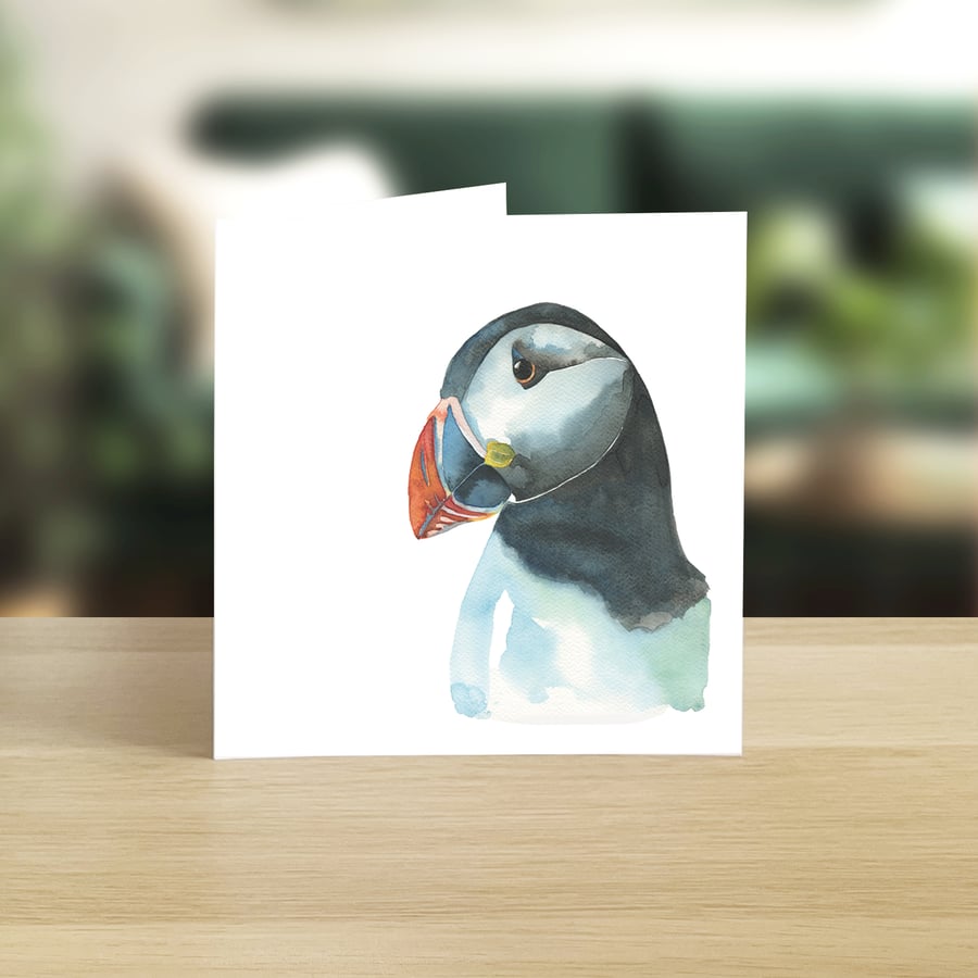 Puffin in Profile greeting card (blank)