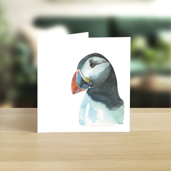 Puffin in Profile greeting card (blank)