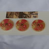 Large buttons, a set of 3 with pink flower pattern