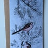 Long Tailed Tits Embroidered Portrait Greetings Card