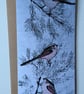 Long Tailed Tits Embroidered Portrait Greetings Card