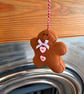 Handmade Felt Gingerbread Christmas Decoration – Pink Heart Buttons & Lilac Bow - Image 2