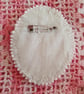 Oval, textile brooch with pastel, embroidered flowers. - Image 2