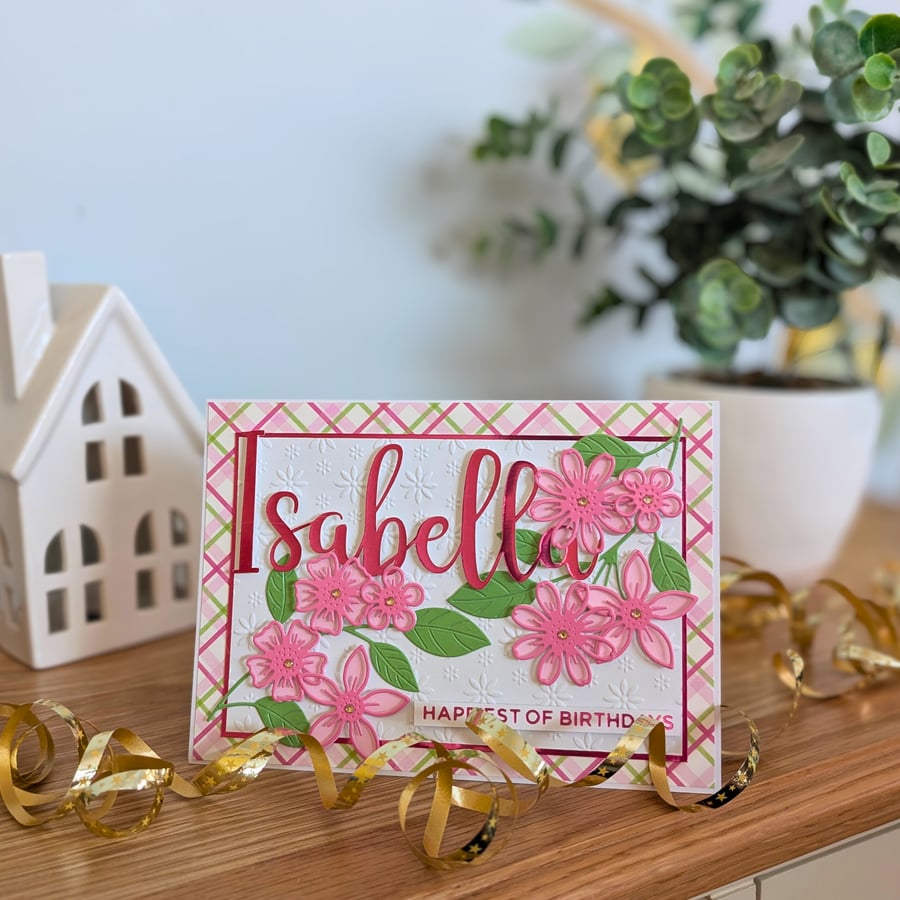 Fancy Flowers Personalised Birthday or Thank You Card