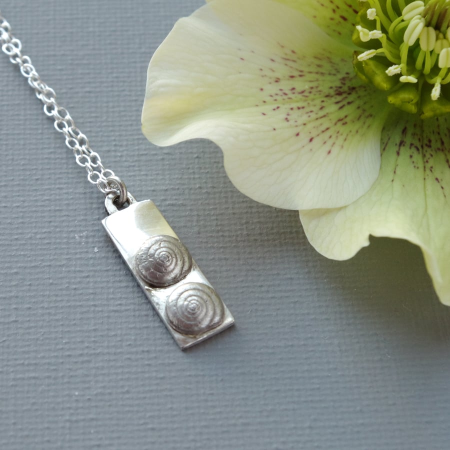 Chunky Hallmarked Sterling Silver Tag Pendant With Twin Silver Shells  