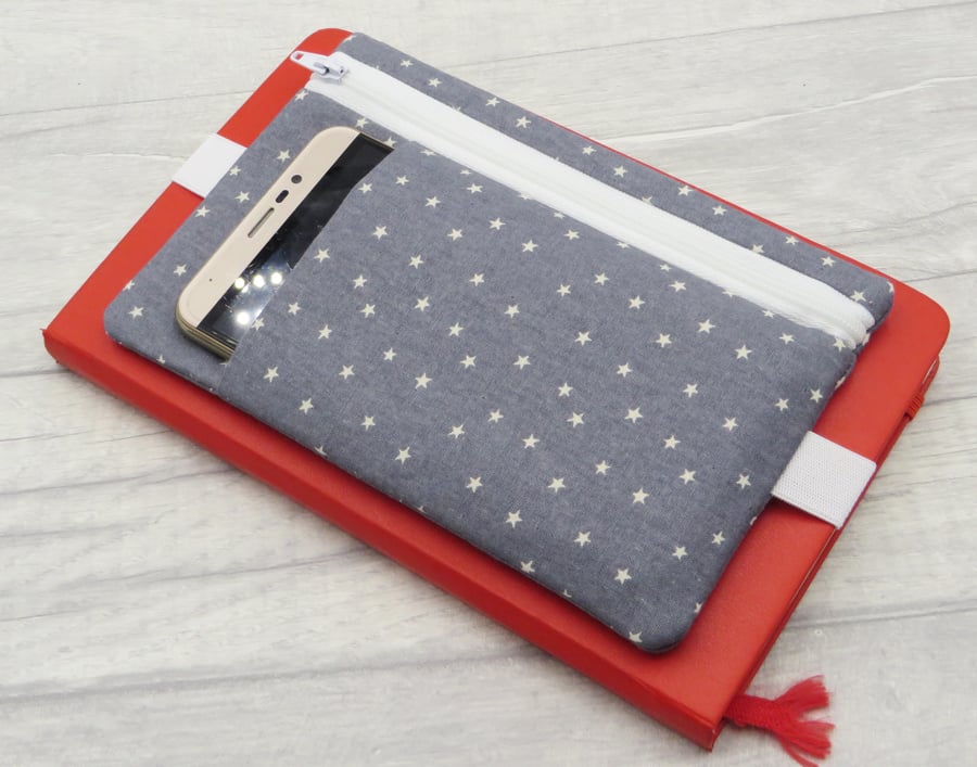 Zipped Pouch for Journals and Notebooks with Pocket and Planner Band