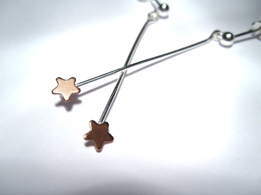 out of stockStar Copper & SilverDrop earrings  Dainty Star Design