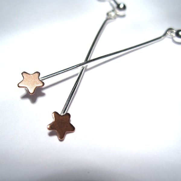 out of stockStar Copper & SilverDrop earrings  Dainty Star Design