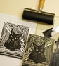 Black Cat Linocut Print - Hand Pulled Linocut Print - Image 5