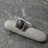 Silver and rectangular sapphire ring U.K. size P