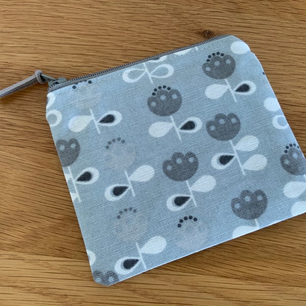 Fabric Coin Purse, Money Pouch, Zipped Purse, Purse, Card Holder, Floral, Scandi