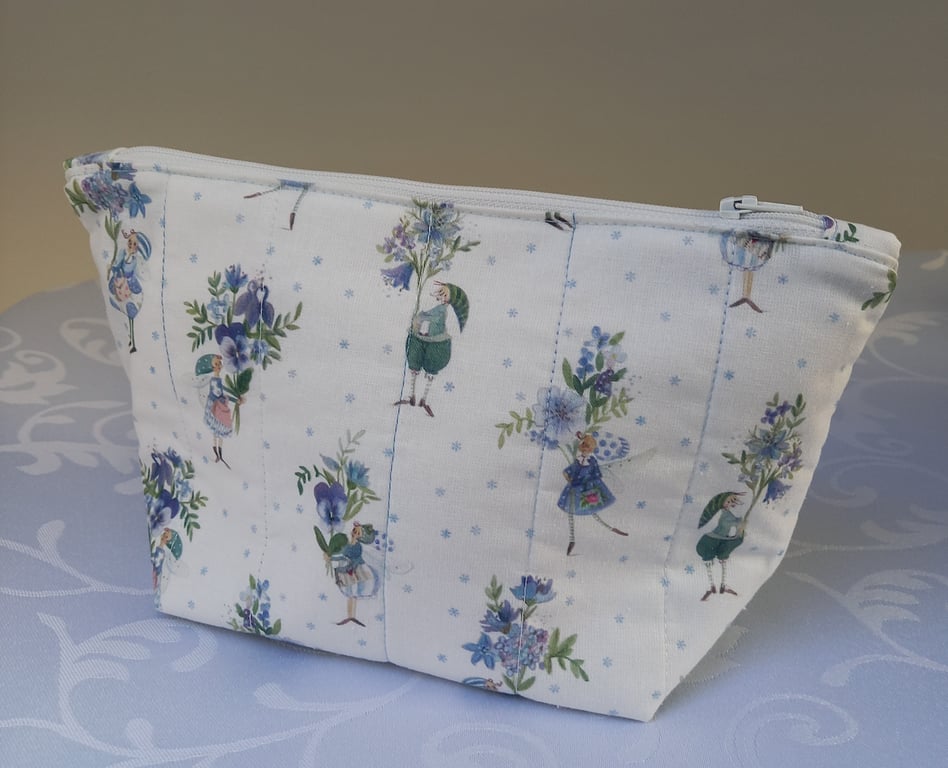 Medium Quilted Flower Fairy Make Up Bag, Padded Cosmetic Bag