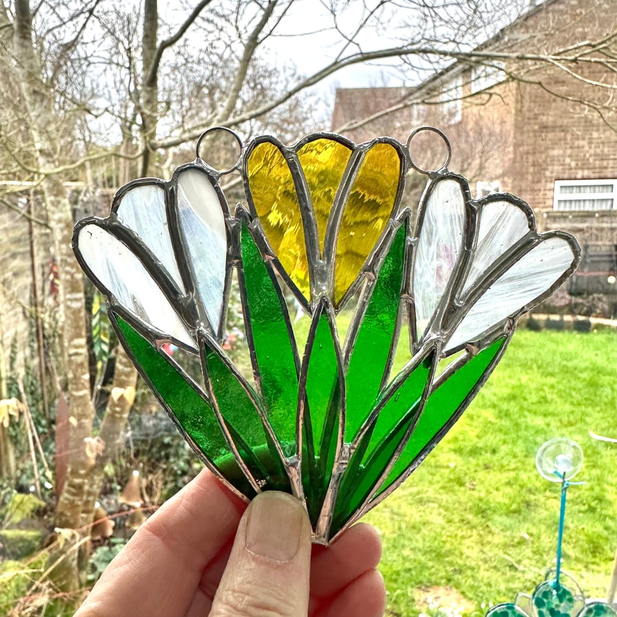 Stained Glass Crocus Suncatcher  - Handmade Decoration