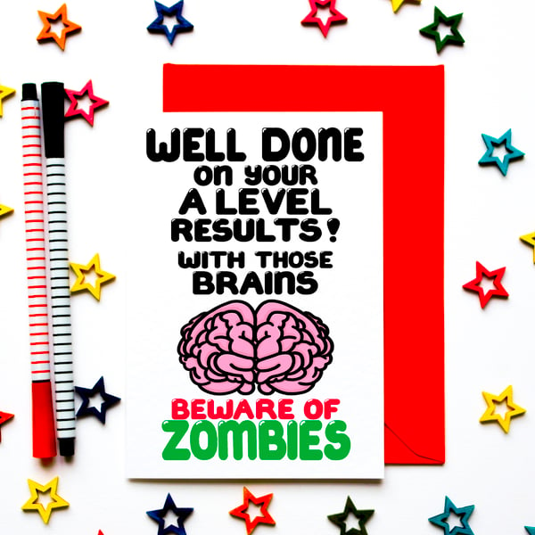 Funny Congratulations On Your A Level Results Card, Zombie Exam Results Card