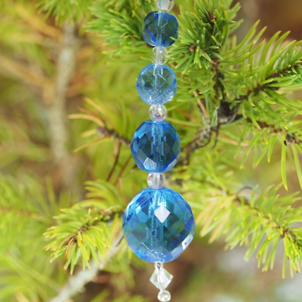 Upcycled Blue Crystal Ornament
